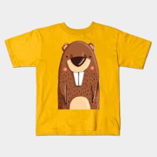 Funny Beaver Hand Drawn Kids T-Shirt